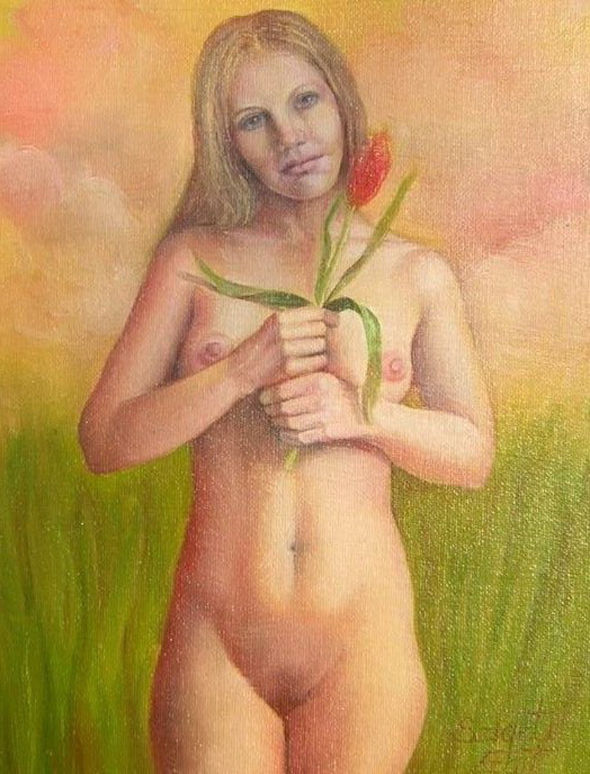 230 Girl with a tulip 20x30cm